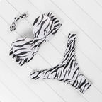 Bikini Set High Cut Solid  Swimsuit Women Swimwear Push Up Bathing Suit Beachwear Leopard Bikini Women's Ribbed Underwire Bikini High Cut Bikini V Swimwear Butterfly Print High Leg Bikini Swimsuit Stevvex