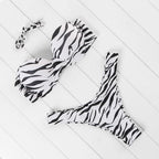 Bikini Set High Cut Solid  Swimsuit Women Swimwear Push Up Bathing Suit Beachwear Leopard Bikini Women's Ribbed Underwire Bikini High Cut Bikini V Swimwear Butterfly Print High Leg Bikini Swimsuit Stevvex