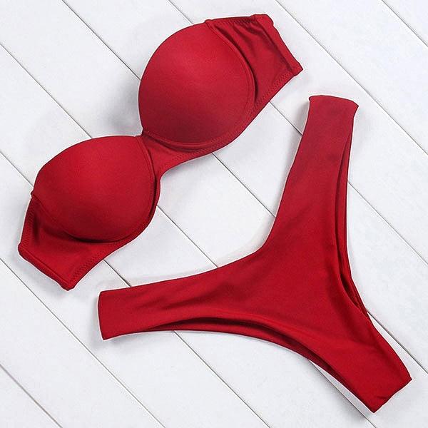 Bikini Set High Cut Solid  Swimsuit Women Swimwear Push Up Bathing Suit Beachwear Leopard Bikini Women's Ribbed Underwire Bikini High Cut Bikini V Swimwear Butterfly Print High Leg Bikini Swimsuit Stevvex
