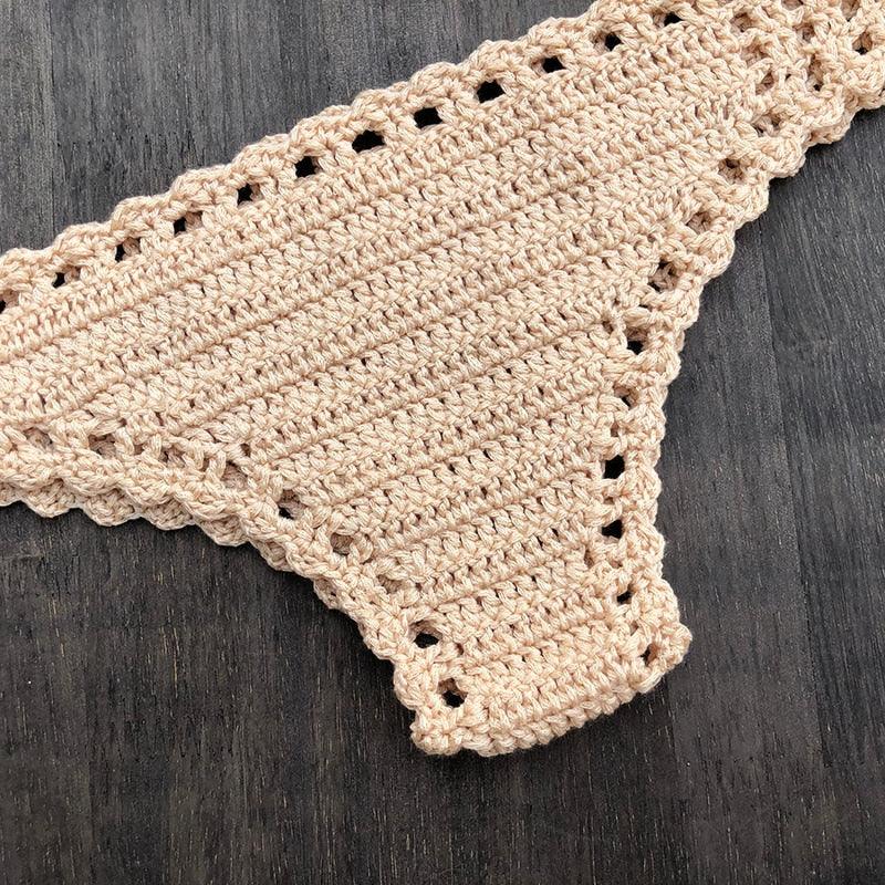 Handmade Vintage Crochet Bikinis Knitted Cotton Swimwear Women's Crochet Swimsuit Two Pieces Bathing Suits Bikini Swimsuit Top Bottom Bandage Modern Women Beachwear For Summer Stevvex