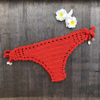 Handmade Vintage Crochet Bikinis Knitted Cotton Swimwear Women's Crochet Swimsuit Two Pieces Bathing Suits Bikini Swimsuit Top Bottom Bandage Modern Women Beachwear For Summer Stevvex