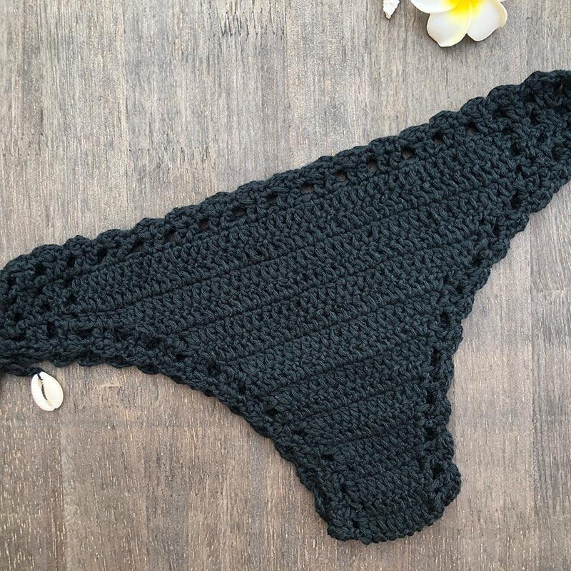 Handmade Vintage Crochet Bikinis Knitted Cotton Swimwear Women's Crochet Swimsuit Two Pieces Bathing Suits Bikini Swimsuit Top Bottom Bandage Modern Women Beachwear For Summer Stevvex