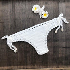 Handmade Vintage Crochet Bikinis Knitted Cotton Swimwear Women's Crochet Swimsuit Two Pieces Bathing Suits Bikini Swimsuit Top Bottom Bandage Modern Women Beachwear For Summer Stevvex