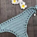 Handmade Vintage Crochet Bikinis Knitted Cotton Swimwear Women's Crochet Swimsuit Two Pieces Bathing Suits Bikini Swimsuit Top Bottom Bandage Modern Women Beachwear For Summer Stevvex