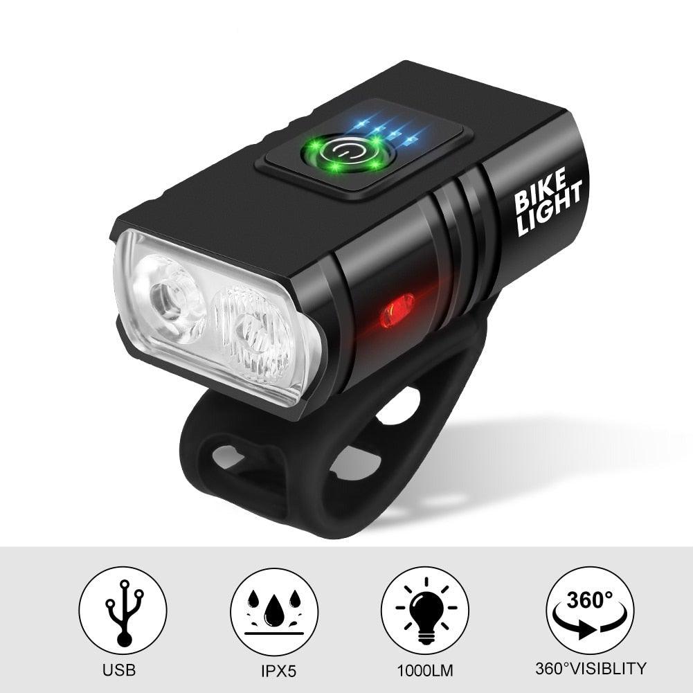 2PCS LED Bike Light Bicycle Front Rear lights USB Charge Headlight Cycling Taillight Bicycle Super Bright Front And Back Bicycle Lights USB Rechargeable Durable Waterproof Mountain Helmet Road Night Riding For Bike Stevvex