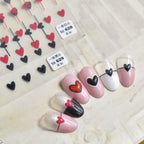 Bubble Cute Black Red Hearts Nail Stickers Nail Art Decorations Nail Decals Design Self-Adhesive 3D Wave Design Decoration for Women Girls Adhesive Striping Tape Nail Art Stickers Stevvex