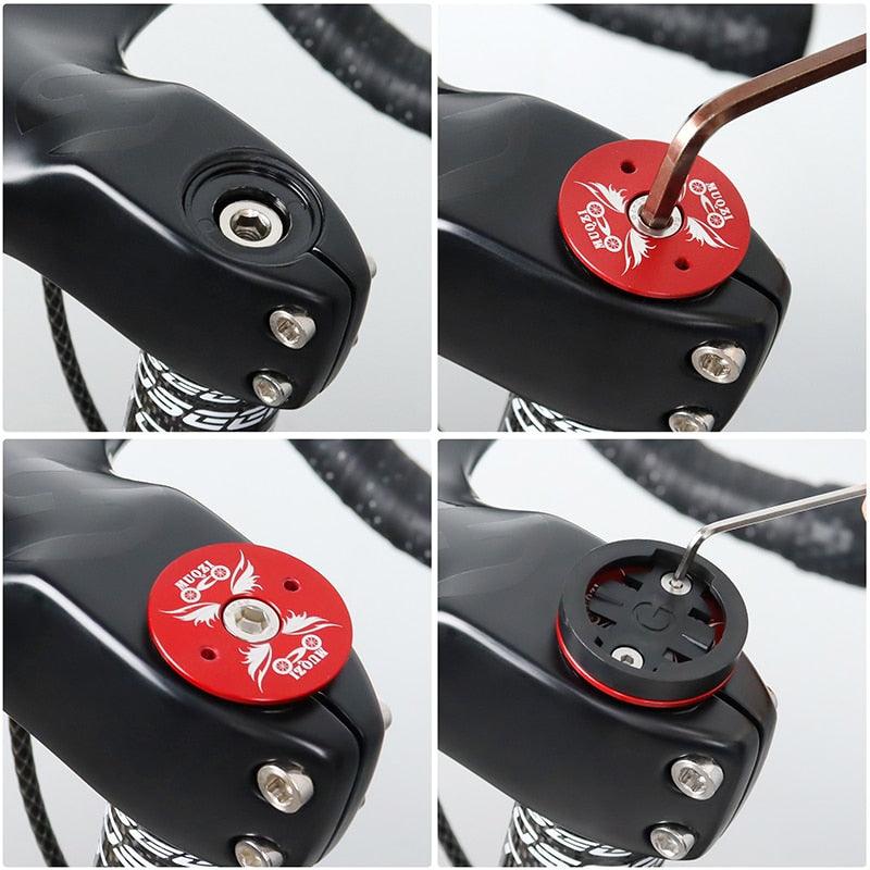 Bike Computer Mount Stem Top Cap Stopwatch Bracket Road Bicycle Speedometer Fixed Holder Base Universal Aluminum Riding Mobile Holder Connect Quickly System MTB Road Bicycle Handlebar Stevvex