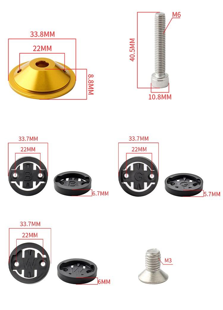 Bike Computer Mount Stem Top Cap Stopwatch Bracket Road Bicycle Speedometer Fixed Holder Base Universal Aluminum Riding Mobile Holder Connect Quickly System MTB Road Bicycle Handlebar Stevvex