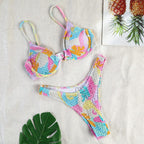 Bikinis Micro Adjustable Swimwear Women Summer Bikini Set Modern Colorful Print Beach Wear Women's Comfortable Swimsuit Knotted String Triangle Bikini Tie Side High Cut Bikini Set Stevvex