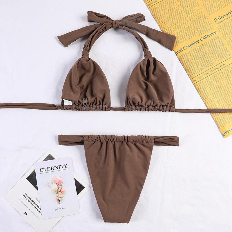 Bikinis Micro Adjustable Swimwear Women Summer Bikini Set Modern Colorful Print Beach Wear Women's Comfortable Swimsuit Knotted String Triangle Bikini Tie Side High Cut Bikini Set Stevvex