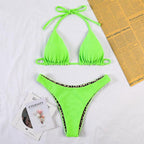 Bikinis Micro Adjustable Swimwear Women Summer Bikini Set Modern Colorful Print Beach Wear Women's Comfortable Swimsuit Knotted String Triangle Bikini Tie Side High Cut Bikini Set Stevvex