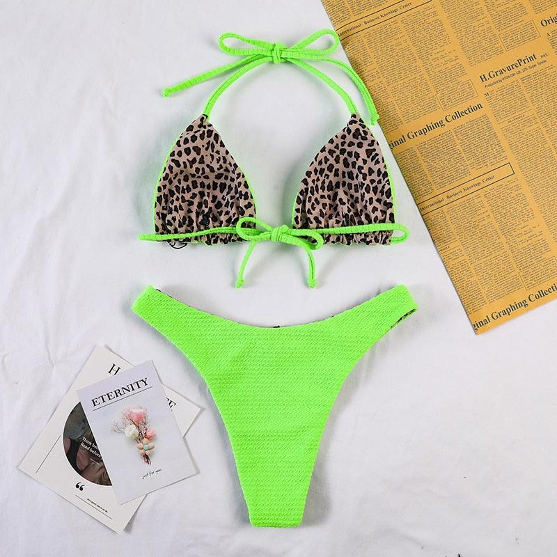 Bikinis Micro Adjustable Swimwear Women Summer Bikini Set Modern Colorful Print Beach Wear Women's Comfortable Swimsuit Knotted String Triangle Bikini Tie Side High Cut Bikini Set Stevvex