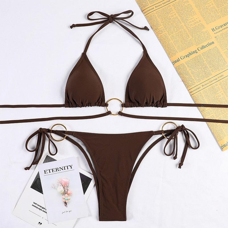 Bikinis Micro Adjustable Swimwear Women Summer Bikini Set Modern Colorful Print Beach Wear Women's Comfortable Swimsuit Knotted String Triangle Bikini Tie Side High Cut Bikini Set Stevvex