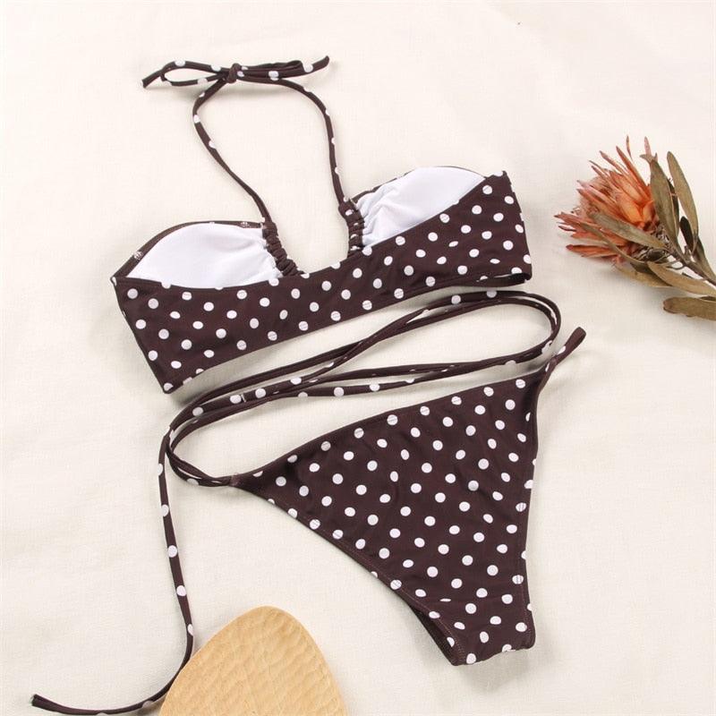 Bikinis Micro Adjustable Swimwear Women Summer Bikini Set Modern Colorful Print Beach Wear Women's Comfortable Swimsuit Knotted String Triangle Bikini Tie Side High Cut Bikini Set Stevvex