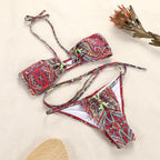 Bikinis Micro Adjustable Swimwear Women Summer Bikini Set Modern Colorful Print Beach Wear Women's Comfortable Swimsuit Knotted String Triangle Bikini Tie Side High Cut Bikini Set Stevvex