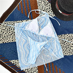 Modern Print Bikini Triangle Swimsuit  Bikini 3 Piece Set Women's Swimsuit with Short Mesh Sheer Wrap Cover Ups Beach Skirt Bathing Suit Women Halter Swimwear Women Skirt 3 Pieces Set Elegant Bathing Suit Beach Wear Stevvex