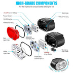 2PCS LED Bike Light Bicycle Front Rear lights USB Charge Headlight Cycling Taillight Bicycle Super Bright Front And Back Bicycle Lights USB Rechargeable Durable Waterproof Mountain Helmet Road Night Riding For Bike Stevvex
