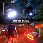 2PCS LED Bike Light Bicycle Front Rear lights USB Charge Headlight Cycling Taillight Bicycle Super Bright Front And Back Bicycle Lights USB Rechargeable Durable Waterproof Mountain Helmet Road Night Riding For Bike Stevvex