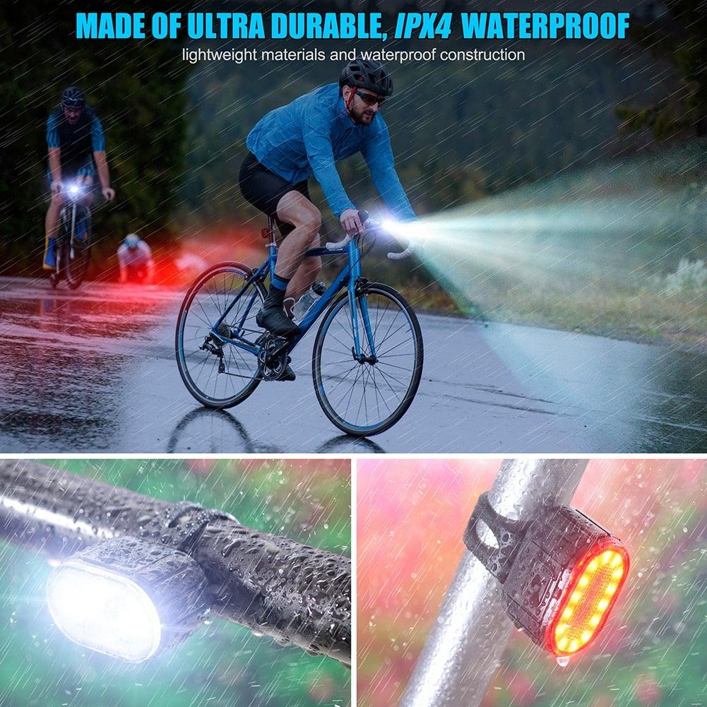 2PCS LED Bike Light Bicycle Front Rear lights USB Charge Headlight Cycling Taillight Bicycle Super Bright Front And Back Bicycle Lights USB Rechargeable Durable Waterproof Mountain Helmet Road Night Riding For Bike Stevvex