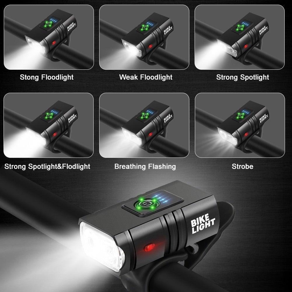 2PCS LED Bike Light Bicycle Front Rear lights USB Charge Headlight Cycling Taillight Bicycle Super Bright Front And Back Bicycle Lights USB Rechargeable Durable Waterproof Mountain Helmet Road Night Riding For Bike Stevvex