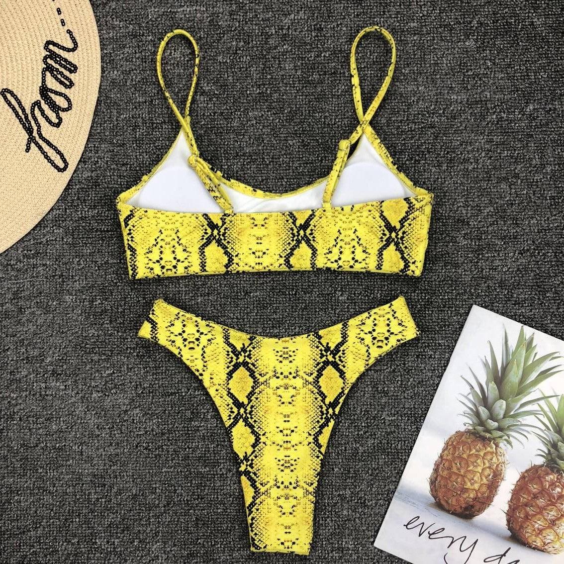 Neon Yellow Green Swimsuit Women Push Up Padded Micro Bikini Summer Beach Bathing Suit Beach Swimwear  Women's Scoop Neck Cut Out Front Lace Up Back High Cut One Piece Swimsuit Stevvex