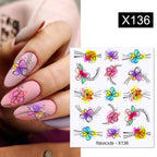 Black Lines Flower Leaves Water Decals Stickers Floral Face Marble Pattern Slider For Nails Summer Nail Art Decoration Summer Stickers on Nails Simple Summer Slider for Manicure Nail Art Watermark Manicure Decor Stevvex