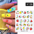 Black Lines Flower Leaves Water Decals Stickers Floral Face Marble Pattern Slider For Nails Summer Nail Art Decoration Summer Stickers on Nails Simple Summer Slider for Manicure Nail Art Watermark Manicure Decor Stevvex