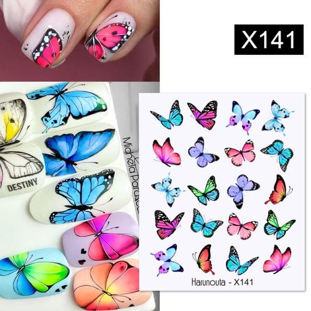 Black Lines Flower Leaves Water Decals Stickers Floral Face Marble Pattern Slider For Nails Summer Nail Art Decoration Summer Stickers on Nails Simple Summer Slider for Manicure Nail Art Watermark Manicure Decor Stevvex