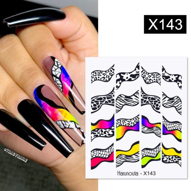 Black Lines Flower Leaves Water Decals Stickers Floral Face Marble Pattern Slider For Nails Summer Nail Art Decoration Summer Stickers on Nails Simple Summer Slider for Manicure Nail Art Watermark Manicure Decor Stevvex