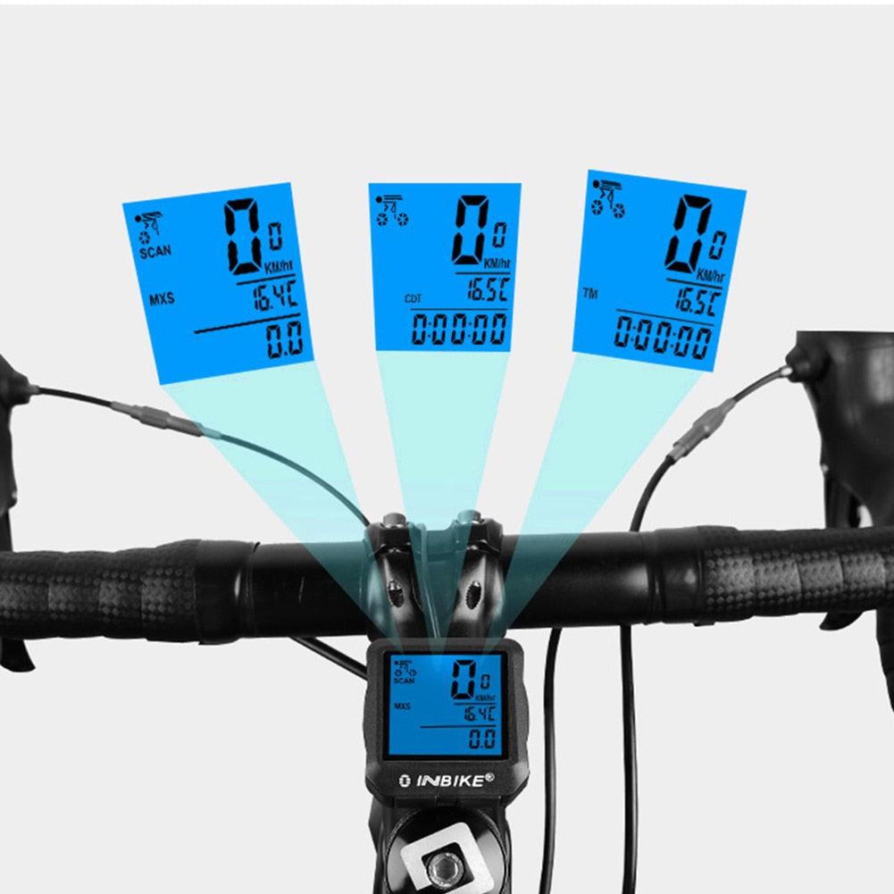 Mountain Bicycle Computer Wired Speedometer Bicycle Tracker Luminous Road Bike Bicycle Odometer Wireless Waterproof Cycle Bike Computer With LCD Display Max Distance Time For Trainer Stevvex