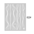 Black White 3D Nail Stickers Metal Gold Silver Geometric Tassel Strip Line Adhesive Transfer Decals Nail Art Design  Gold Silver Metal Nail Sticker  Metallic Curve Strip Line Nail Decal Self-Adhesive 3D Wave Design Nail Tips Decorations Manicure for Women Stevvex