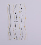 Black White 3D Nail Stickers Metal Gold Silver Geometric Tassel Strip Line Adhesive Transfer Decals Nail Art Design  Gold Silver Metal Nail Sticker  Metallic Curve Strip Line Nail Decal Self-Adhesive 3D Wave Design Nail Tips Decorations Manicure for Women Stevvex