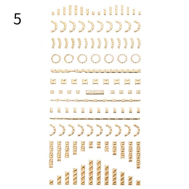 Black White 3D Nail Stickers Metal Gold Silver Geometric Tassel Strip Line Adhesive Transfer Decals Nail Art Design  Gold Silver Metal Nail Sticker  Metallic Curve Strip Line Nail Decal Self-Adhesive 3D Wave Design Nail Tips Decorations Manicure for Women Stevvex