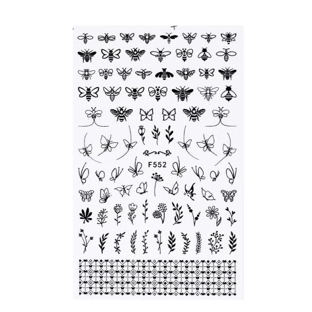 Black White 3D Nail Stickers Metal Gold Silver Geometric Tassel Strip Line Adhesive Transfer Decals Nail Art Design  Gold Silver Metal Nail Sticker  Metallic Curve Strip Line Nail Decal Self-Adhesive 3D Wave Design Nail Tips Decorations Manicure for Women Stevvex