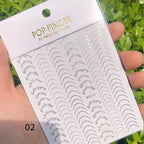 Black White 3D Nail Stickers Metal Gold Silver Geometric Tassel Strip Line Adhesive Transfer Decals Nail Art Design  Gold Silver Metal Nail Sticker  Metallic Curve Strip Line Nail Decal Self-Adhesive 3D Wave Design Nail Tips Decorations Manicure for Women Stevvex