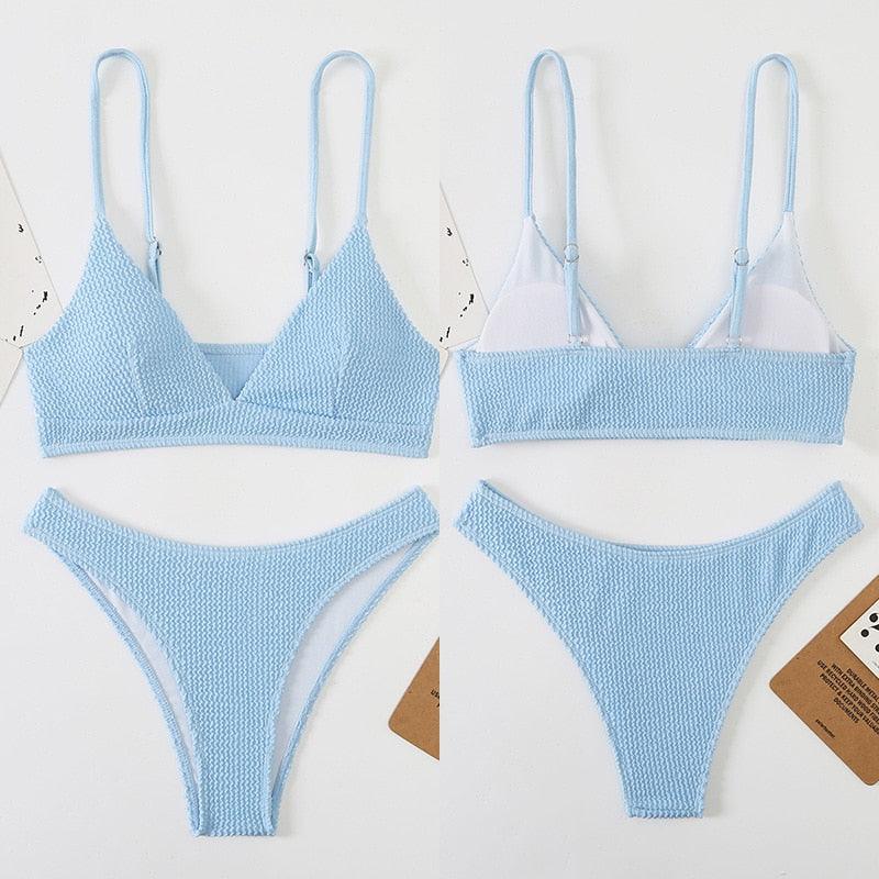 Women One-Shoulder Bikini Swimsuit Women Push Up Swimwear Women's Bathing Suit Comfortable Bikini Ribbed Two Piece Swimsuit Bikini Set Summer Bathing Suit Beach Wear Swimming Suit Stevvex