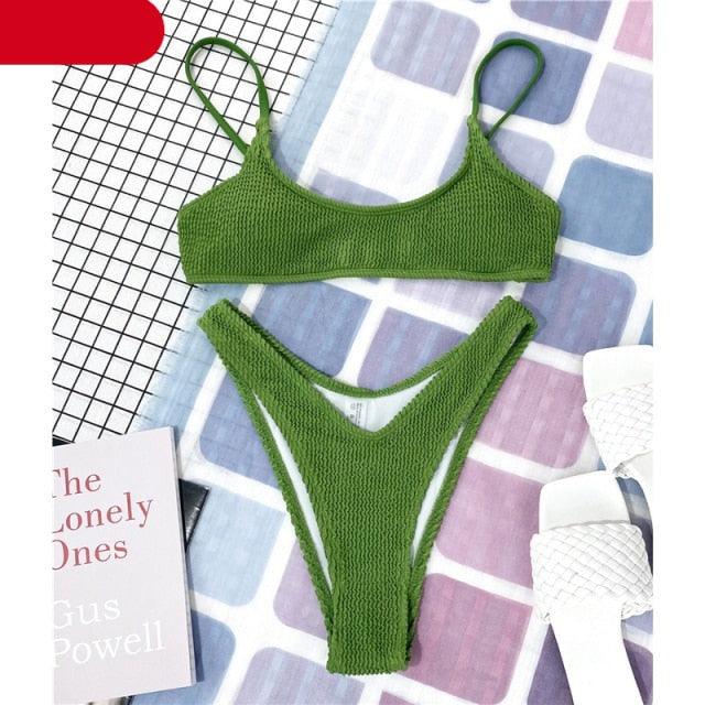 Women One-Shoulder Bikini Swimsuit Women Push Up Swimwear Women's Bathing Suit Comfortable Bikini Ribbed Two Piece Swimsuit Bikini Set Summer Bathing Suit Beach Wear Swimming Suit Stevvex