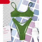 Women One-Shoulder Bikini Swimsuit Women Push Up Swimwear Women's Bathing Suit Comfortable Bikini Ribbed Two Piece Swimsuit Bikini Set Summer Bathing Suit Beach Wear Swimming Suit Stevvex