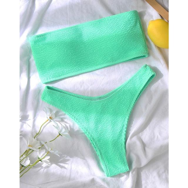 Women One-Shoulder Bikini Swimsuit Women Push Up Swimwear Women's Bathing Suit Comfortable Bikini Ribbed Two Piece Swimsuit Bikini Set Summer Bathing Suit Beach Wear Swimming Suit Stevvex