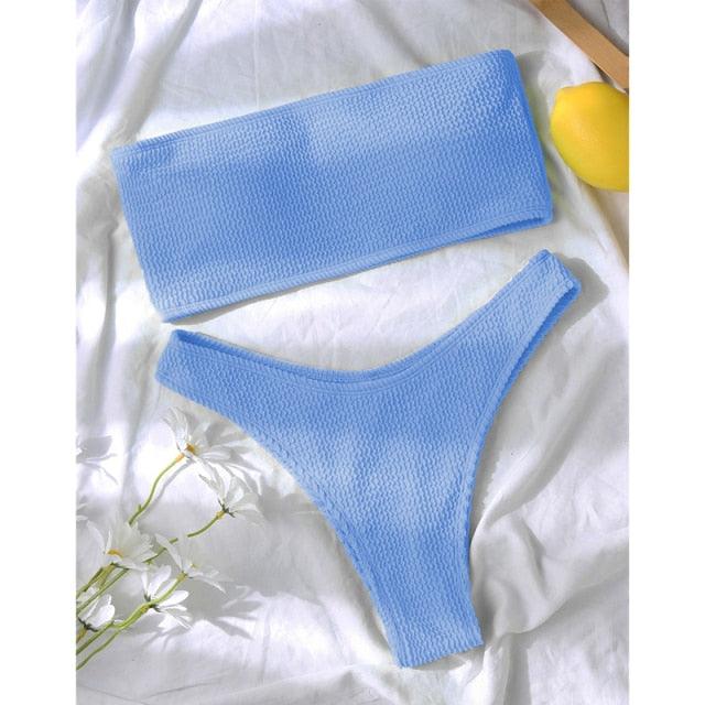 Women One-Shoulder Bikini Swimsuit Women Push Up Swimwear Women's Bathing Suit Comfortable Bikini Ribbed Two Piece Swimsuit Bikini Set Summer Bathing Suit Beach Wear Swimming Suit Stevvex