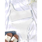 Women One-Shoulder Bikini Swimsuit Women Push Up Swimwear Women's Bathing Suit Comfortable Bikini Ribbed Two Piece Swimsuit Bikini Set Summer Bathing Suit Beach Wear Swimming Suit Stevvex