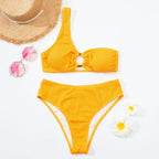 Women One-Shoulder Bikini Swimsuit Women Push Up Swimwear Women's Bathing Suit Comfortable Bikini Ribbed Two Piece Swimsuit Bikini Set Summer Bathing Suit Beach Wear Swimming Suit Stevvex