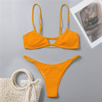 Women One-Shoulder Bikini Swimsuit Women Push Up Swimwear Women's Bathing Suit Comfortable Bikini Ribbed Two Piece Swimsuit Bikini Set Summer Bathing Suit Beach Wear Swimming Suit Stevvex