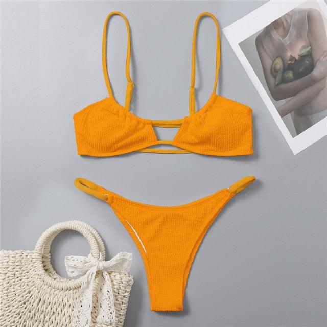 Women One-Shoulder Bikini Swimsuit Women Push Up Swimwear Women's Bathing Suit Comfortable Bikini Ribbed Two Piece Swimsuit Bikini Set Summer Bathing Suit Beach Wear Swimming Suit Stevvex
