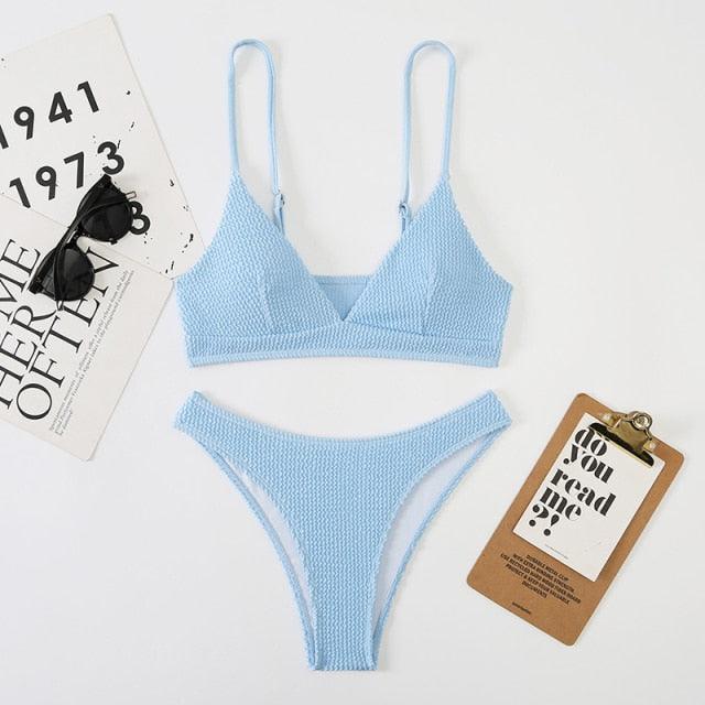 Women One-Shoulder Bikini Swimsuit Women Push Up Swimwear Women's Bathing Suit Comfortable Bikini Ribbed Two Piece Swimsuit Bikini Set Summer Bathing Suit Beach Wear Swimming Suit Stevvex
