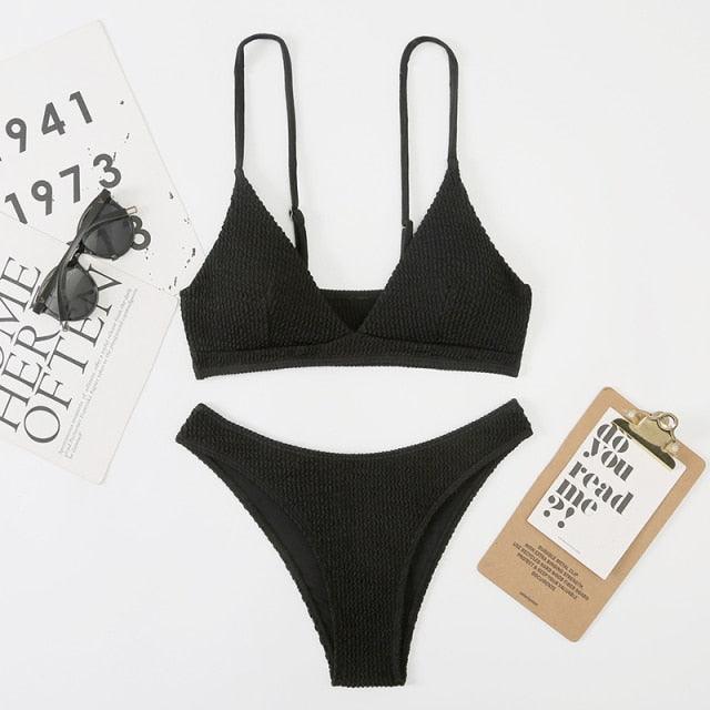 Women One-Shoulder Bikini Swimsuit Women Push Up Swimwear Women's Bathing Suit Comfortable Bikini Ribbed Two Piece Swimsuit Bikini Set Summer Bathing Suit Beach Wear Swimming Suit Stevvex