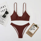 Women One-Shoulder Bikini Swimsuit Women Push Up Swimwear Women's Bathing Suit Comfortable Bikini Ribbed Two Piece Swimsuit Bikini Set Summer Bathing Suit Beach Wear Swimming Suit Stevvex