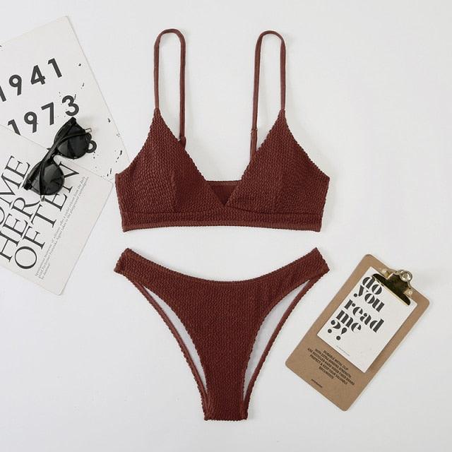 Women One-Shoulder Bikini Swimsuit Women Push Up Swimwear Women's Bathing Suit Comfortable Bikini Ribbed Two Piece Swimsuit Bikini Set Summer Bathing Suit Beach Wear Swimming Suit Stevvex