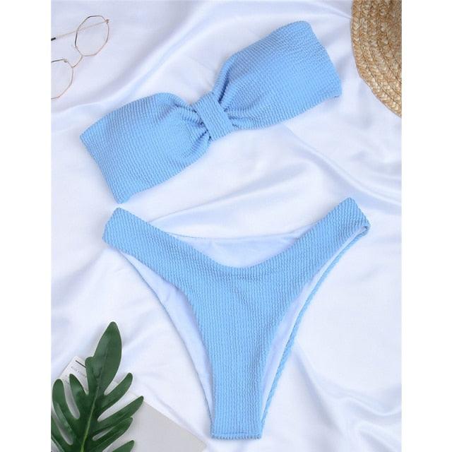 Women One-Shoulder Bikini Swimsuit Women Push Up Swimwear Women's Bathing Suit Comfortable Bikini Ribbed Two Piece Swimsuit Bikini Set Summer Bathing Suit Beach Wear Swimming Suit Stevvex