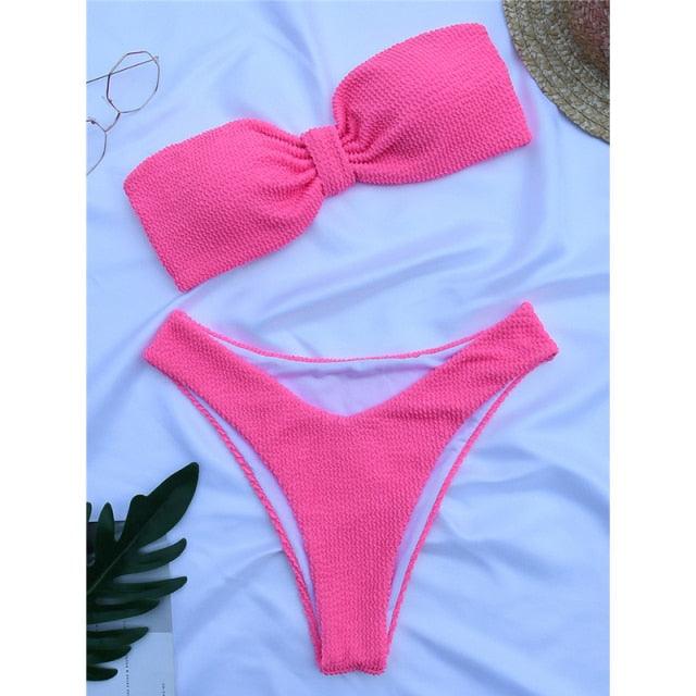 Women One-Shoulder Bikini Swimsuit Women Push Up Swimwear Women's Bathing Suit Comfortable Bikini Ribbed Two Piece Swimsuit Bikini Set Summer Bathing Suit Beach Wear Swimming Suit Stevvex